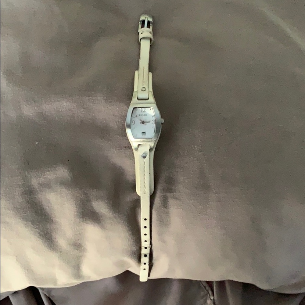 Fossil Watch, white leather